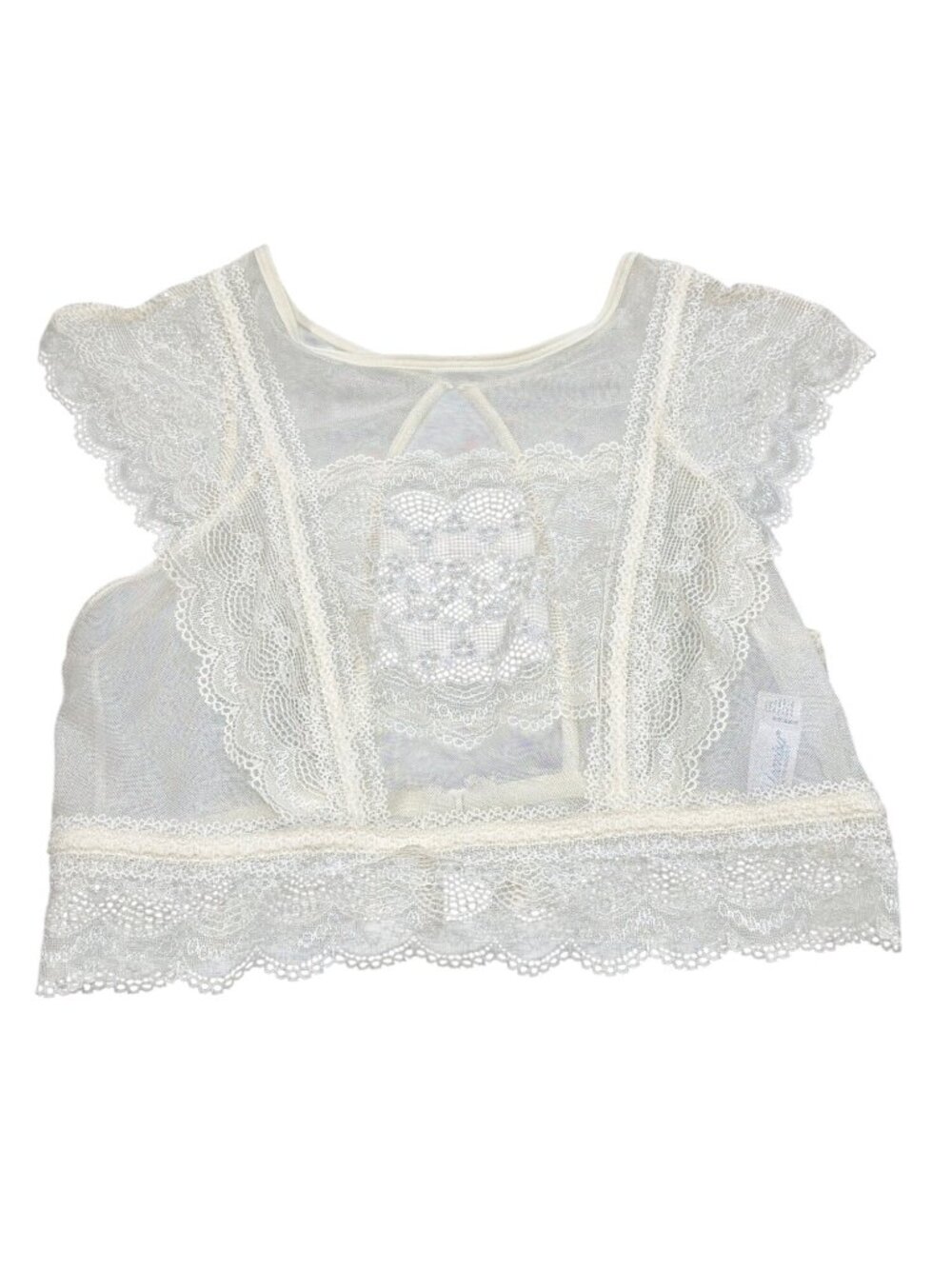 Leonisa Womens Sheer Lace Crop Top Bralette Ivory Size 36